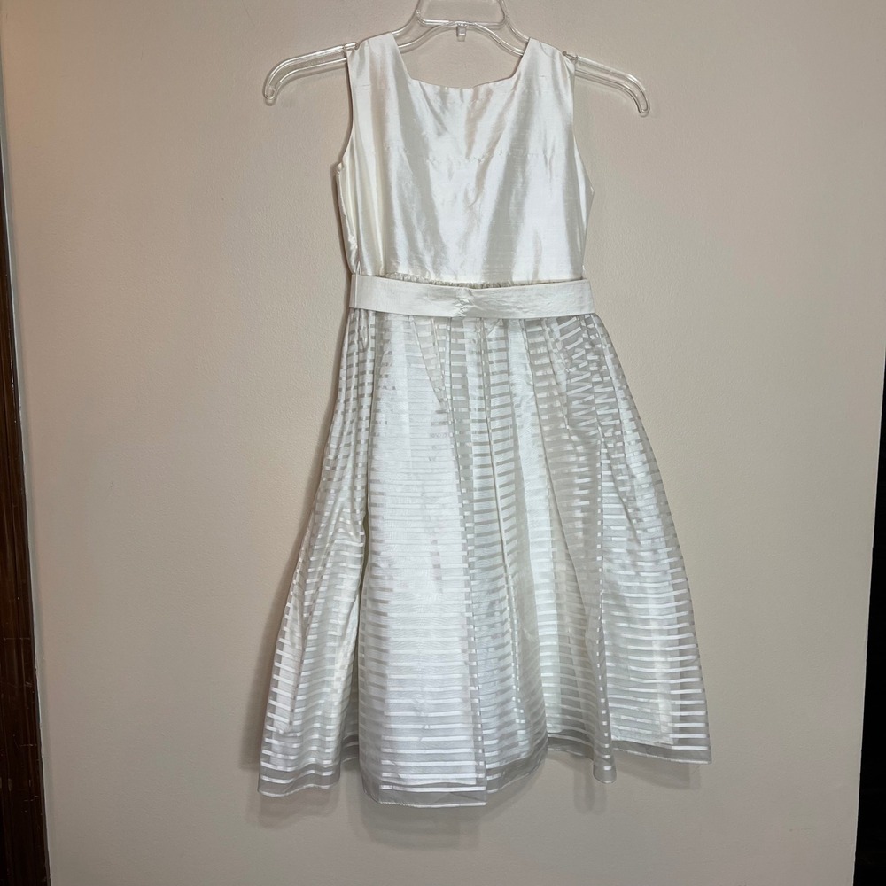 Susanne Lively Designs Girls Ivory Silk Striped Organza Flower Girl 8 Easter